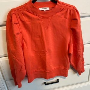 Frame pleated sleeve crew neck sweatshirt